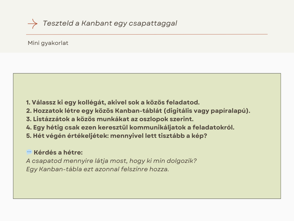 Teszteld a Kanbant egy csapattaggal